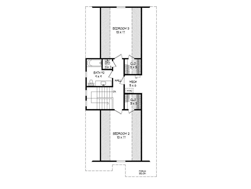 Shingle House Plan Second Floor - Shaker Mill Shingle Home 141D-0019 - Shop House Plans and More