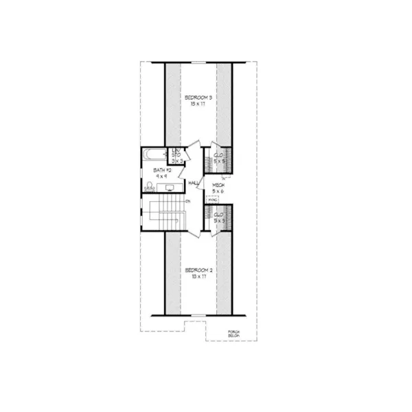 Shingle House Plan Second Floor - Shaker Mill Shingle Home 141D-0019 - Shop House Plans and More