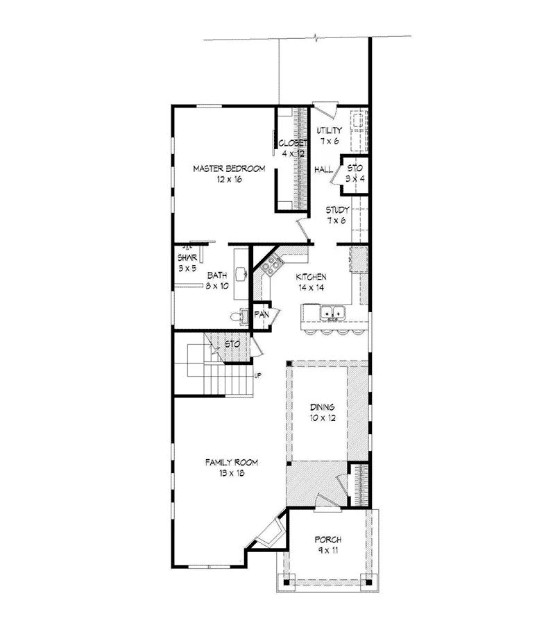Rustic House Plan First Floor - Scott Mill Craftsman Home 141D-0020 - Shop House Plans and More