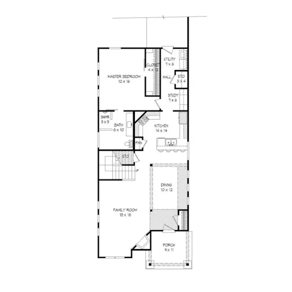 Country House Plan First Floor - Scott Mill Craftsman Home 141D-0020 - Shop House Plans and More