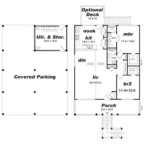 Ranch House Plan First Floor - Ava Palm Beach Bungalow Home 141D-0021 - Search House Plans and More