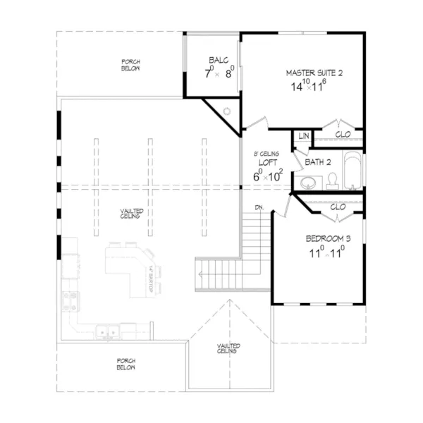 Arts & Crafts House Plan Second Floor - Aurora Springs Craftsman Home 141D-0022 - Search House Plans and More