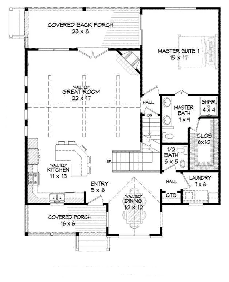 Cabin & Cottage House Plan First Floor - Bassett Creek Country Home 141D-0023 - Search House Plans and More