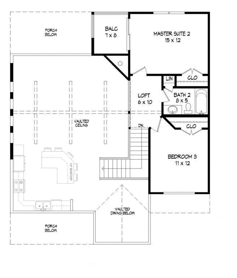 Traditional House Plan Second Floor - Bassett Creek Country Home 141D-0023 - Search House Plans and More