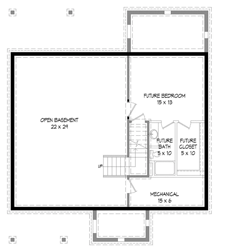 Cabin & Cottage House Plan Lower Level Floor - Bassett Creek Country Home 141D-0023 - Search House Plans and More