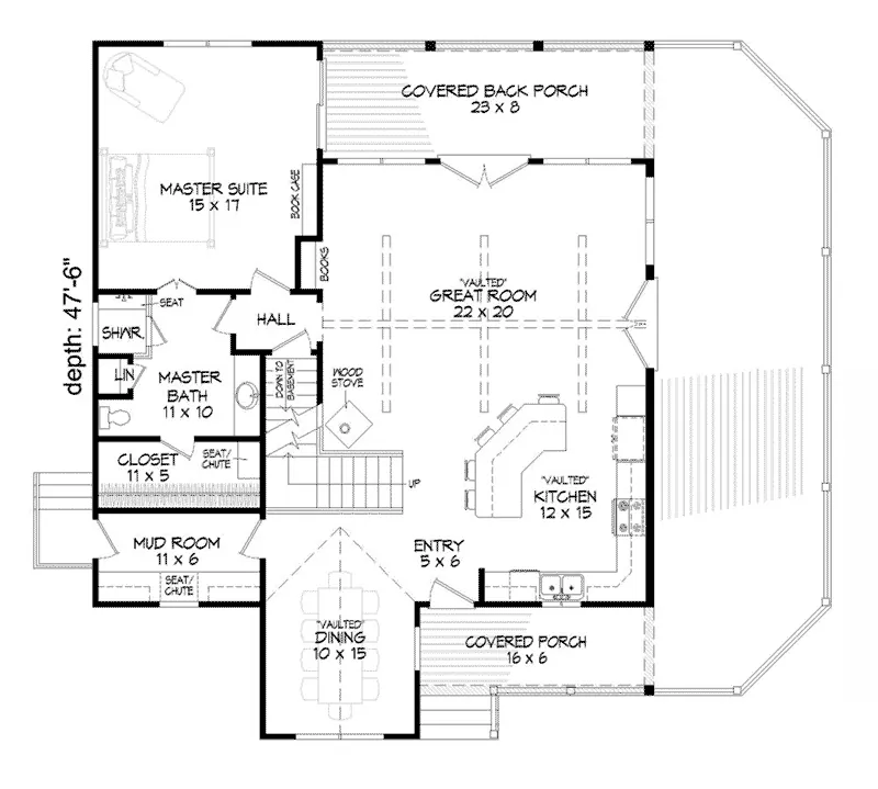 Prairie House Plan First Floor - Carley Cove Craftsman Home 141D-0024 - Search House Plans and More