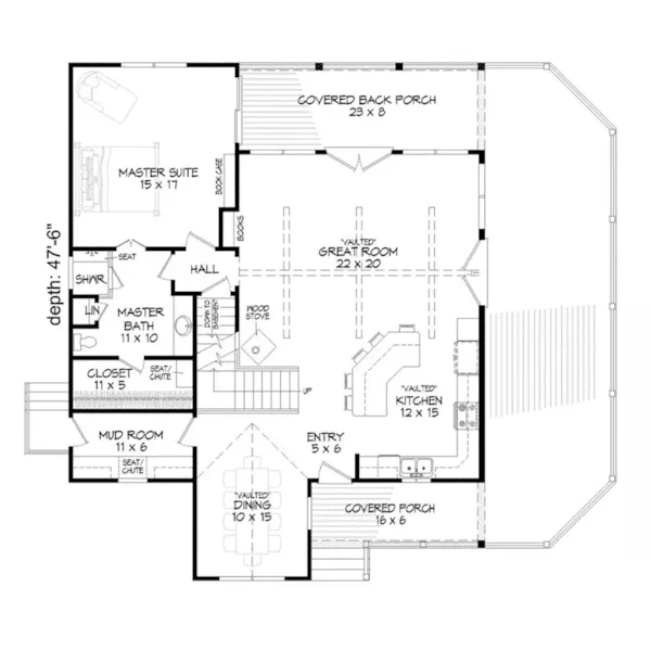 Farmhouse Plan First Floor - Carley Cove Craftsman Home 141D-0024 - Search House Plans and More