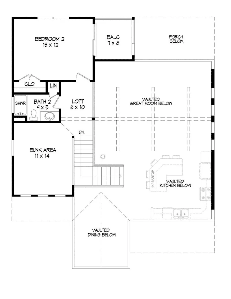 Prairie House Plan Second Floor - Carley Cove Craftsman Home 141D-0024 - Search House Plans and More