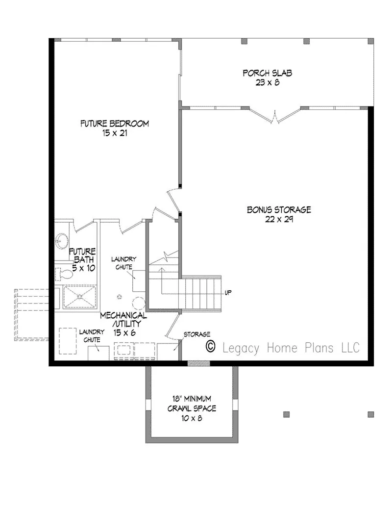 Prairie House Plan Lower Level Floor - Carley Cove Craftsman Home 141D-0024 - Search House Plans and More