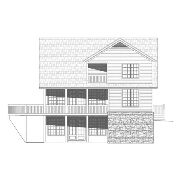 Country House Plan Rear Elevation - Carley Cove Craftsman Home 141D-0024 - Search House Plans and More