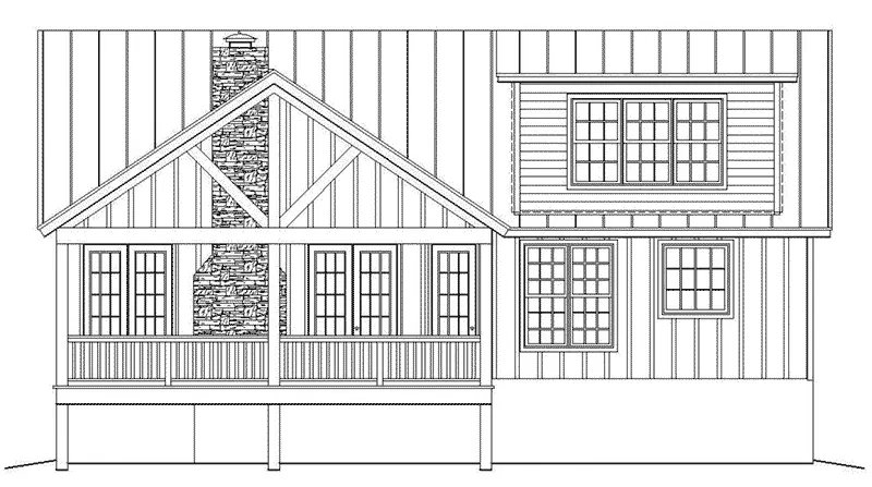 Ranch House Plan Rear Elevation - Conley Lake Craftsman Home 141D-0025 - Search House Plans and More