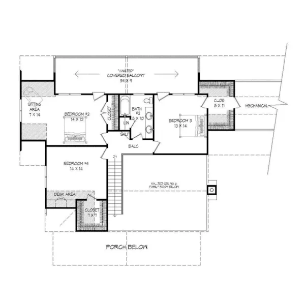 Craftsman House Plan Second Floor - April Ridge Craftsman Home 141D-0028 - Search House Plans and More