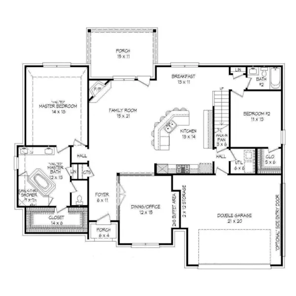 Country French House Plan First Floor - Arreton Bay European Home 141D-0030 - Search House Plans and More