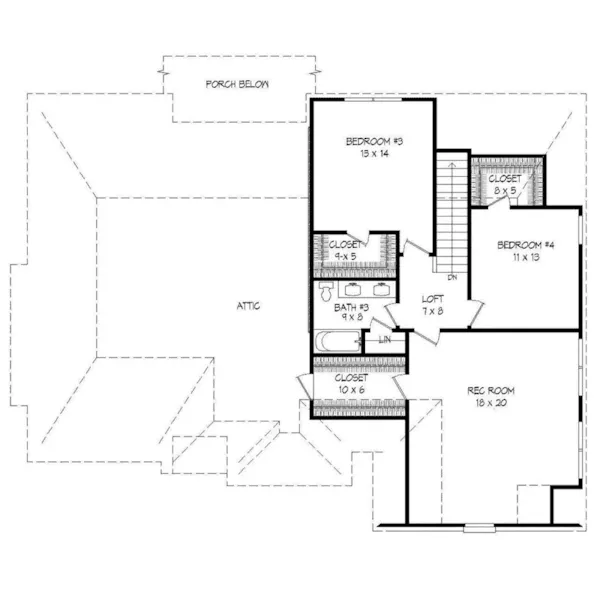 Country French House Plan Second Floor - Arreton Bay European Home 141D-0030 - Search House Plans and More