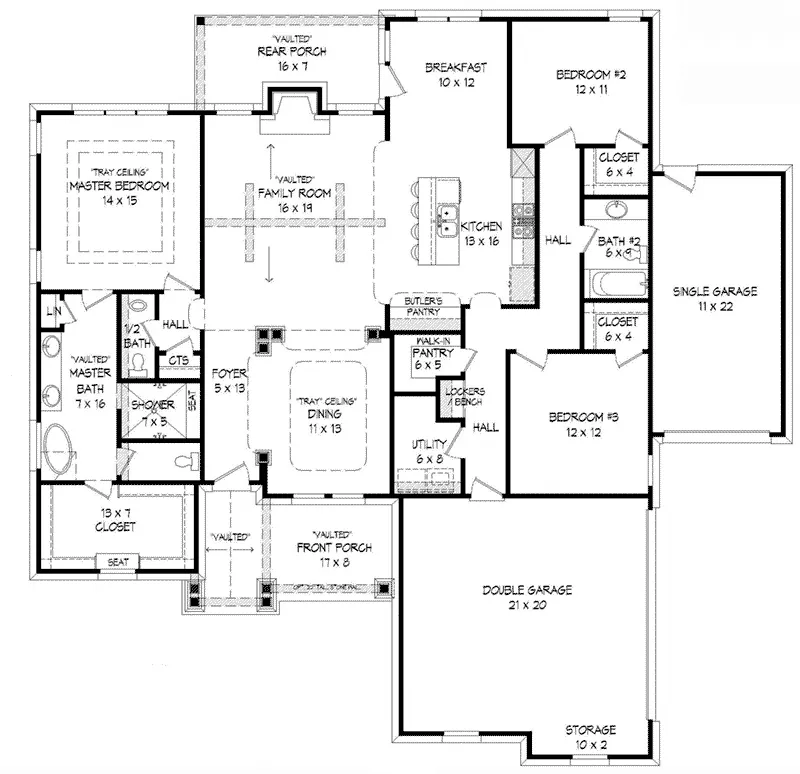 Cabin & Cottage House Plan First Floor - Arrowhead Creek Craftsman Home 141D-0031 - Search House Plans and More