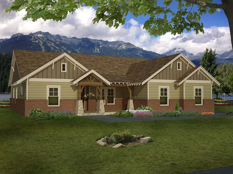 Cabin & Cottage House Plan Front of Home - Arrowhead Creek Craftsman Home 141D-0031 - Search House Plans and More
