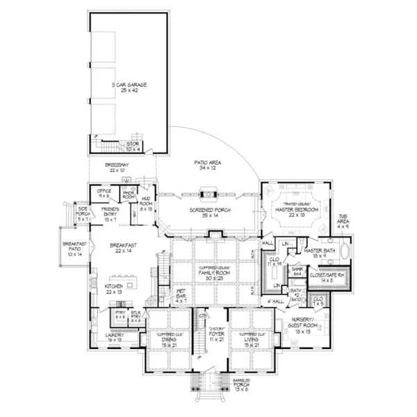 Greek Revival House Plan First Floor - Ellen Woods Georgian Home 141D-0041 - Search House Plans and More