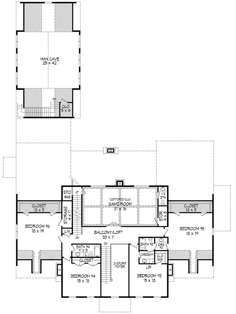 Colonial House Plan Second Floor - Ellen Woods Georgian Home 141D-0041 - Search House Plans and More
