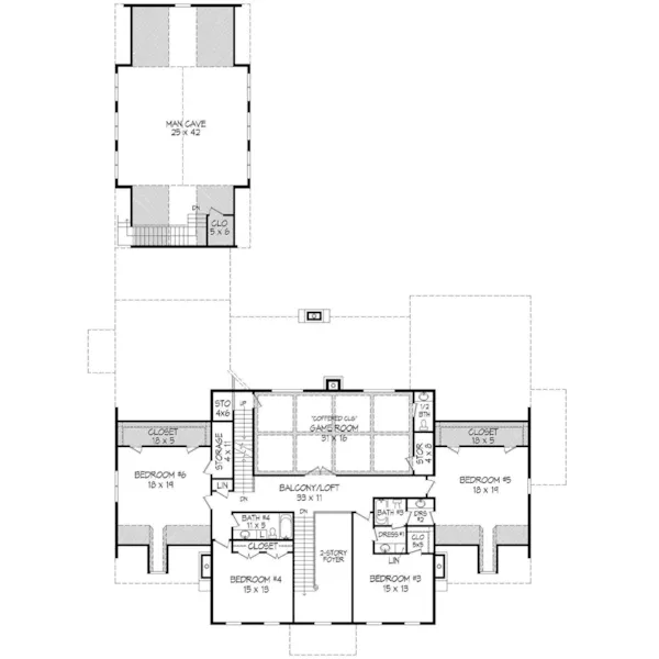 Greek Revival House Plan Second Floor - Ellen Woods Georgian Home 141D-0041 - Search House Plans and More