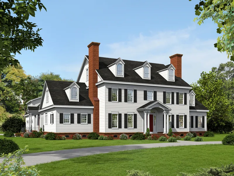 Colonial House Plan Front of Home - Ellen Woods Georgian Home 141D-0041 - Search House Plans and More