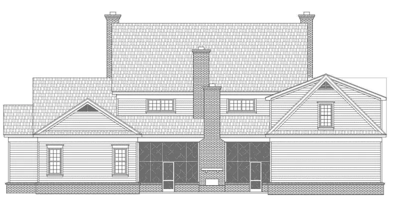 Colonial House Plan Rear Elevation - Ellen Woods Georgian Home 141D-0041 - Search House Plans and More