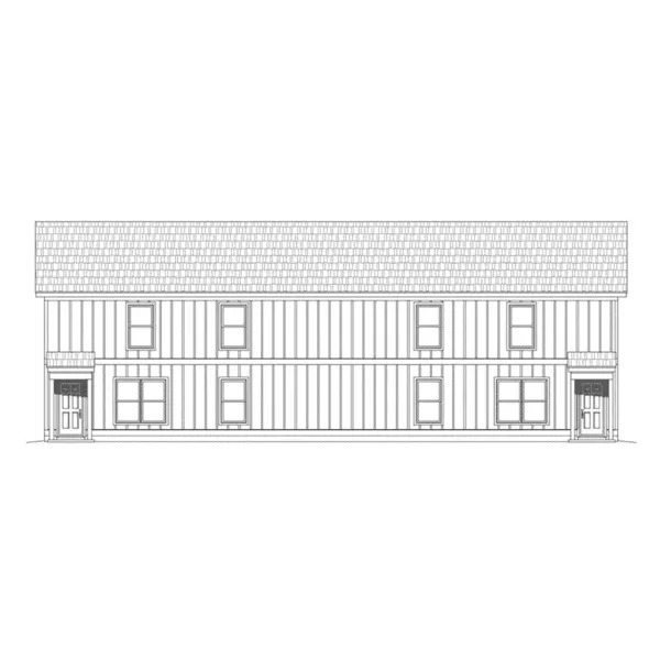 Ranch House Plan Rear Elevation - Crosslands Multi-Family Home 141D-0042 - Shop House Plans and More