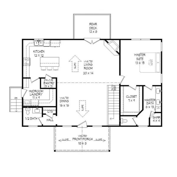 Waterfront House Plan First Floor - Elise Bend Craftsman Home 141D-0043 - Shop House Plans and More