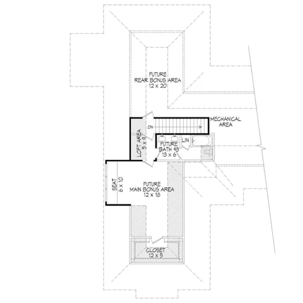 Arts & Crafts House Plan Second Floor - Mavis Mill Rustic Ranch Home 141D-0045 - Shop House Plans and More