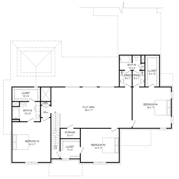 Traditional House Plan Second Floor - Sheila Lane Traditional Home 141D-0046 - Shop House Plans and More