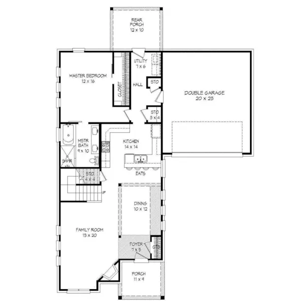 Traditional House Plan First Floor - Marshall Craftsman Home 141D-0048 - Shop House Plans and More