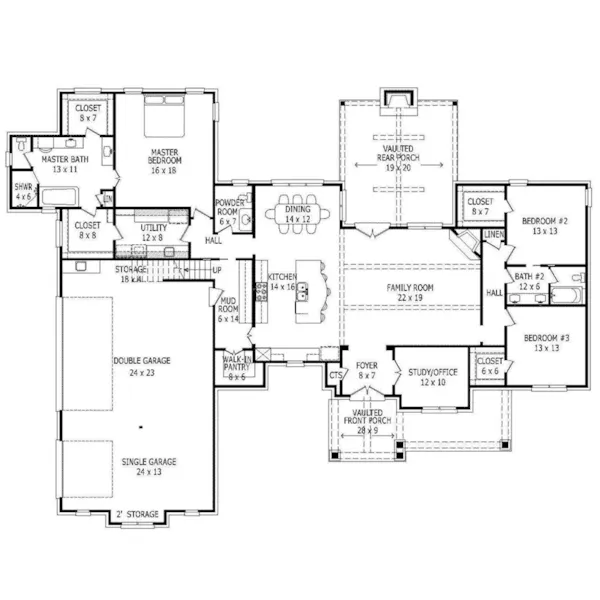 Craftsman House Plan First Floor - Klein Falls European Home 141D-0049 - Shop House Plans and More