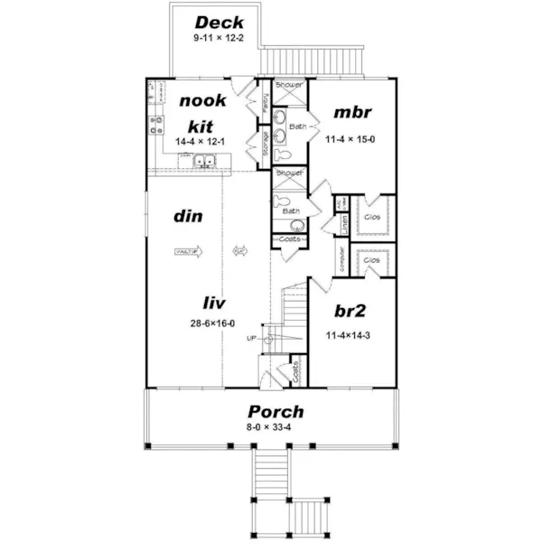 Craftsman House Plan First Floor - Sea Breeze Beach Home 141D-0051 - Shop House Plans and More