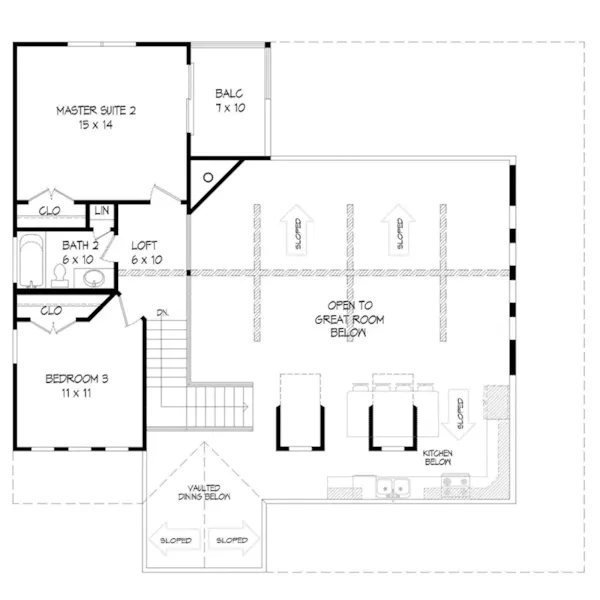 Farmhouse Plan Second Floor - Bradlee Lake Craftsman Home 141D-0054 - Shop House Plans and More