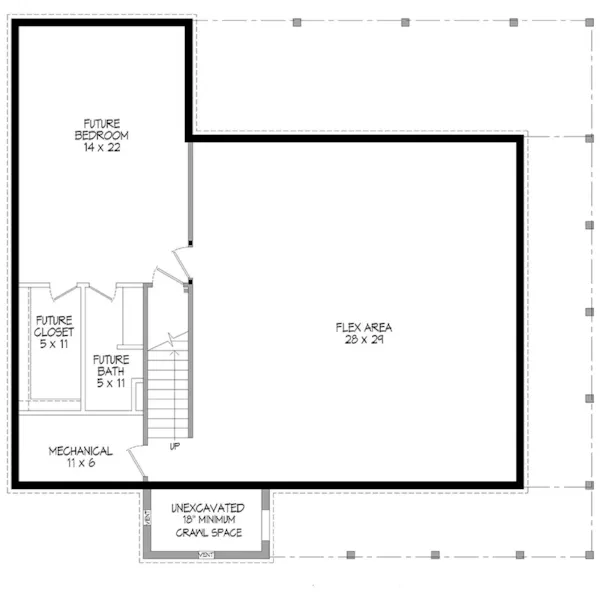 Farmhouse Plan Lower Level Floor - Bradlee Lake Craftsman Home 141D-0054 - Shop House Plans and More