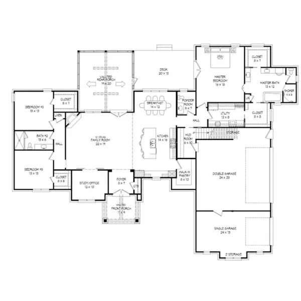 Craftsman House Plan First Floor - Balsam Mill European Home 141D-0056 - Shop House Plans and More