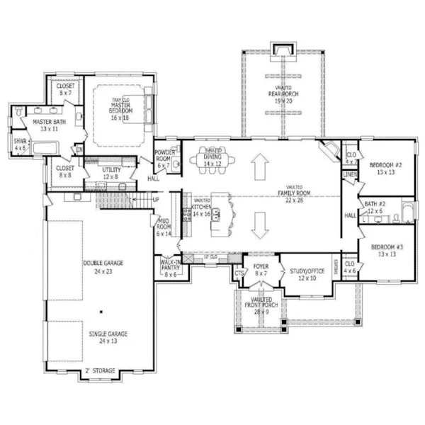 Rustic House Plan First Floor - Annadale Craftsman Home 141D-0057 - Shop House Plans and More