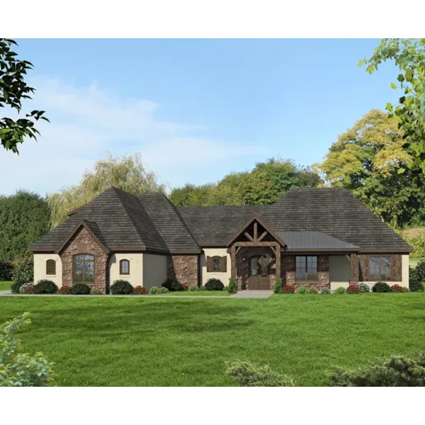 Rustic House Plan Front of Home - Elm Glen Rustic Ranch Home 141D-0059 - Shop House Plans and More