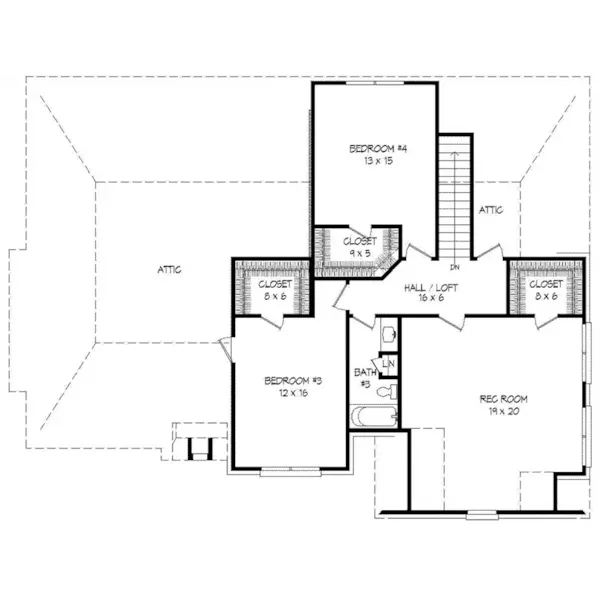 Country French House Plan Second Floor - Hartney Traditional Home 141D-0060 - Shop House Plans and More