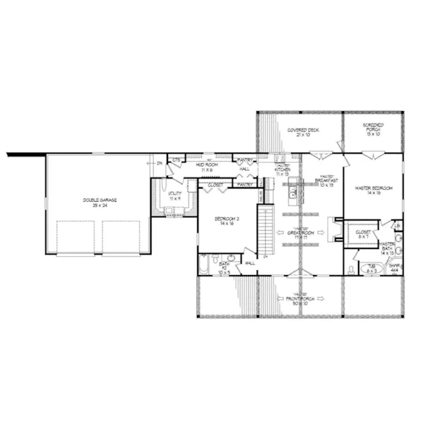 Vacation House Plan First Floor - Montana Trail Craftsman Home 141D-0063 - Shop House Plans and More