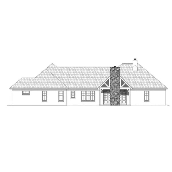 Craftsman House Plan Rear Elevation - Sutton Hill Rustic Ranch Home 141D-0065 - Shop House Plans and More