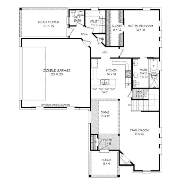 Craftsman House Plan First Floor - Turkey Run Two-Story Home 141D-0067 - Shop House Plans and More