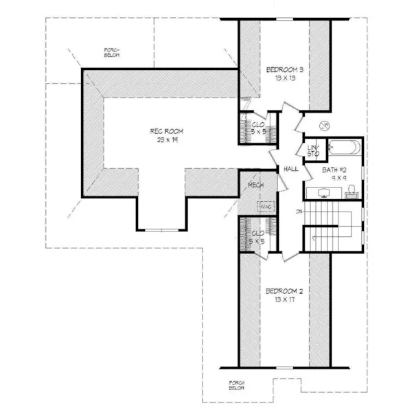 Craftsman House Plan Second Floor - Turkey Run Two-Story Home 141D-0067 - Shop House Plans and More