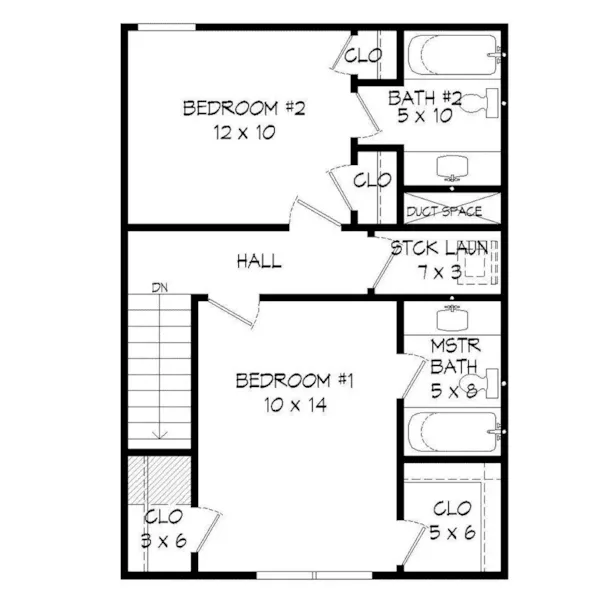 Beach & Coastal House Plan Second Floor - Iris Lane Narrow Lot Home 141D-0072 - Shop House Plans and More