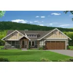 Ranch House Plan Front of Home - Oak Grove Ridge Craftsman Home 141D-0073 - Shop House Plans and More