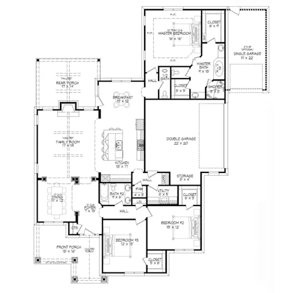 Arts & Crafts House Plan First Floor - Spears Path Craftsman Cottage 141D-0074 - Shop House Plans and More