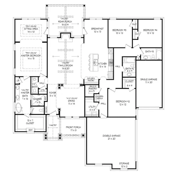 Country House Plan First Floor - Abbey Point Rustic Home 141D-0076 - Shop House Plans and More