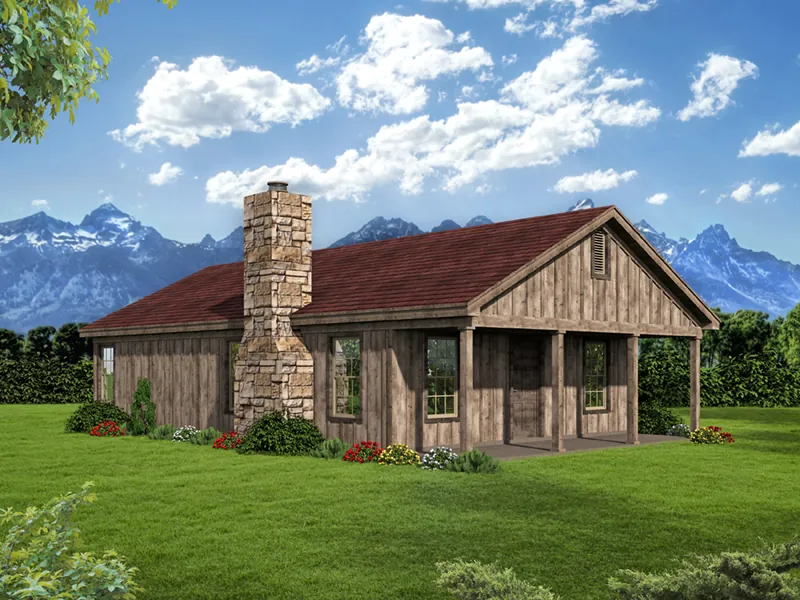 Ranch House Plan Front of Home - Harmony Bluff Rustic Cabin 141D-0077 - Search House Plans and More