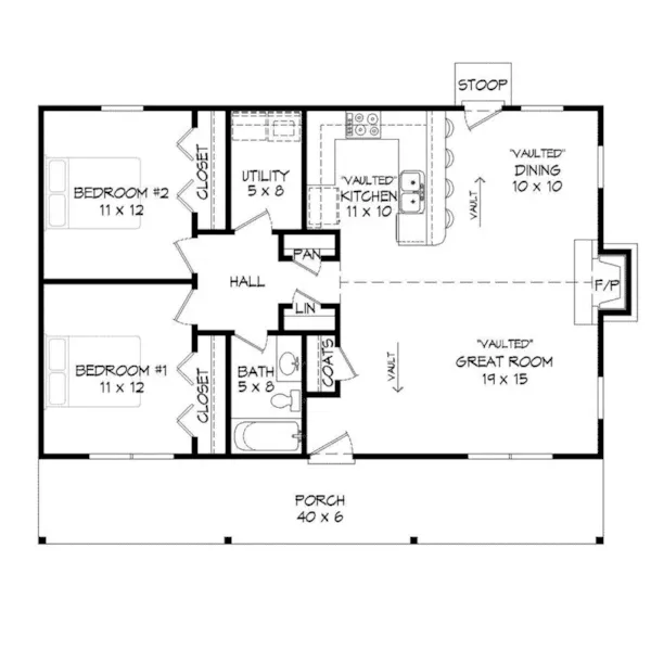 Acadian House Plan First Floor - Jordan Ridge Country Cabin 141D-0078 - Shop House Plans and More