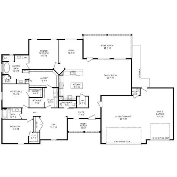 First Floor - Osprey Circle Ranch Home 141D-0083 - Shop House Plans and More