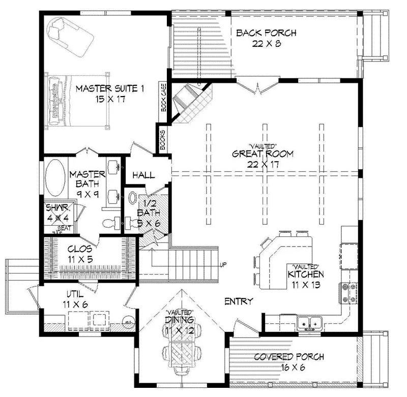 Craftsman House Plan First Floor - 141D-0084 - Shop House Plans and More